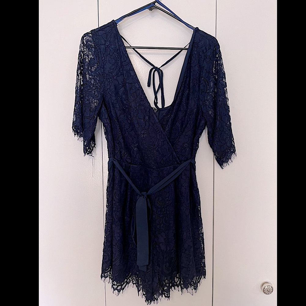 Navy Blue Lace Woman’s Romper
